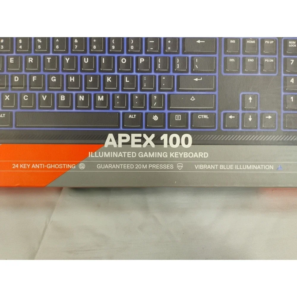 SteelSeries Apex 100 Keyboard Vibrant Blue Illuminated Backlighting LED New Open